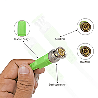 BNC Cable (Coxial) with Copper Wire Molded for CCTV Surveillance Camera | (Gold) - (Pack of 10Unit)