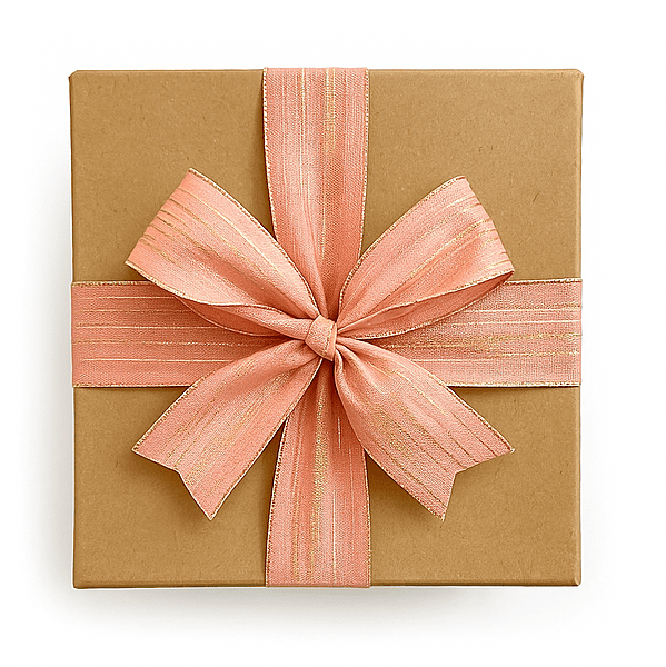 Blush Pink Ribbon with Gold Pattern