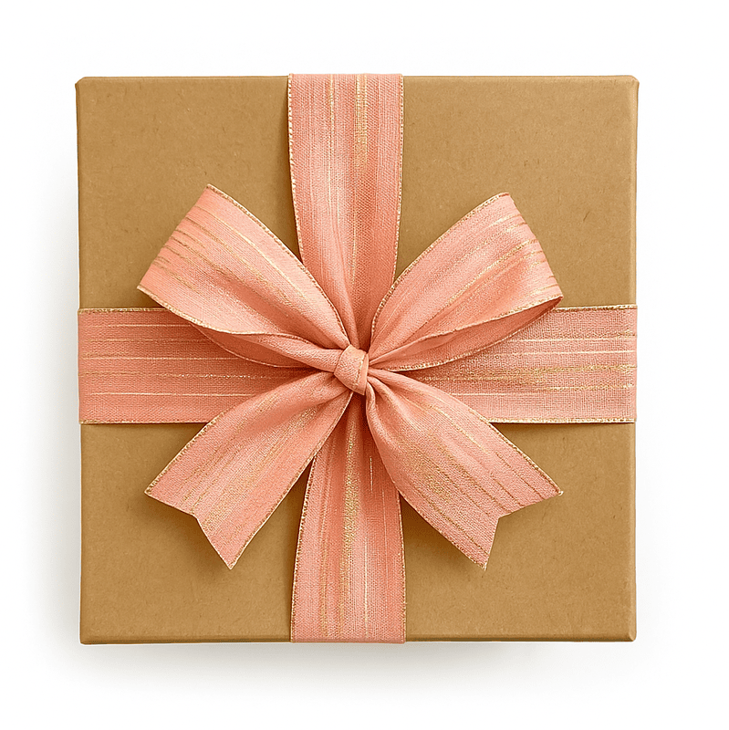 Blush Pink Ribbon with Gold Pattern