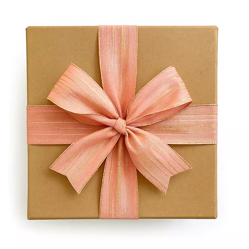 Blush Pink Ribbon with Gold Pattern