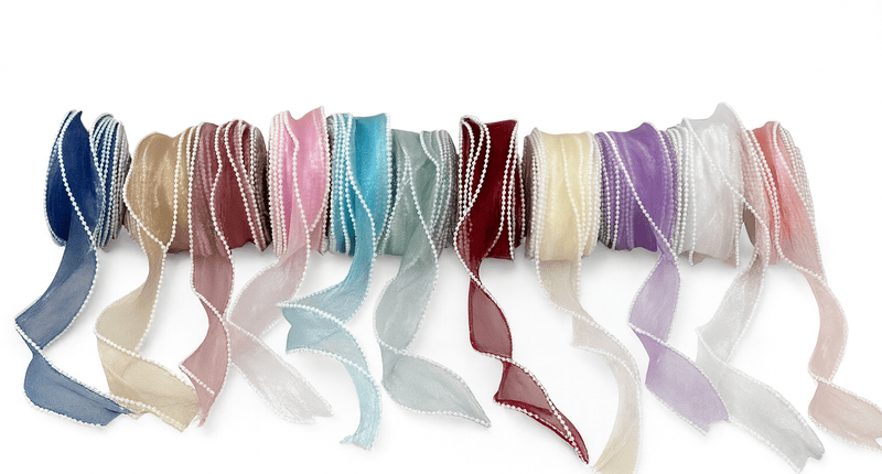Sheer Ribbon with Pearl Edges-4 cms