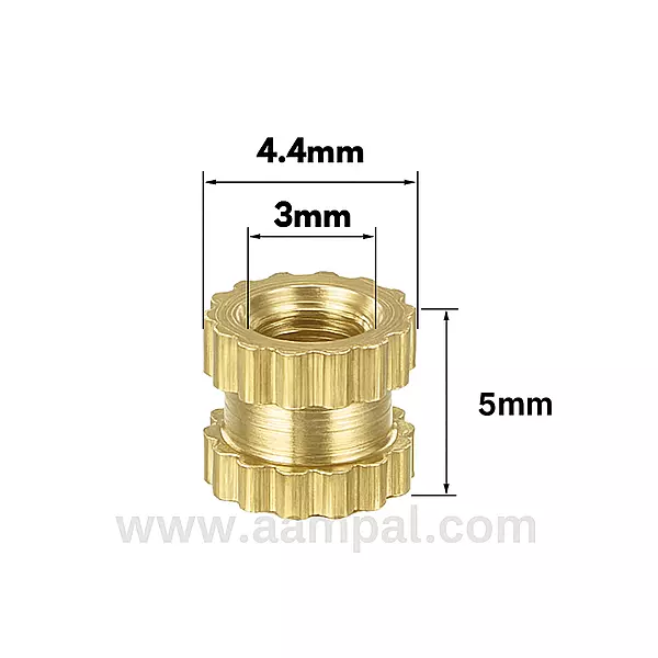 M3 X 5mm Brass Heat set Threaded Round Insert Nut For Molding,3D Printing