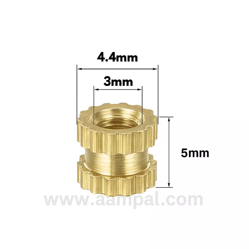 M3 X 5mm Brass Heat set Threaded Round Insert Nut For Molding,3D Printing