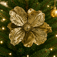 Medium Flower with Glitter Edges- Gold