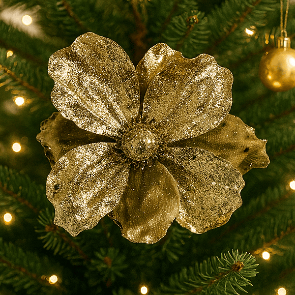 Medium Flower with Glitter Edges- Gold
