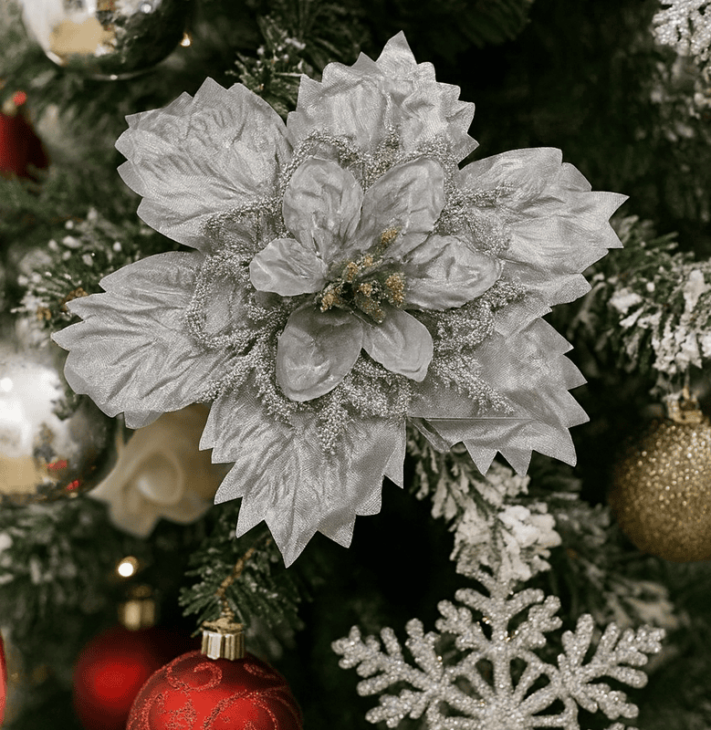 Metallic Silver Elegance Poinsettia