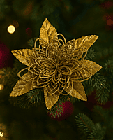Golden Radiance Mesh Poinsettia
