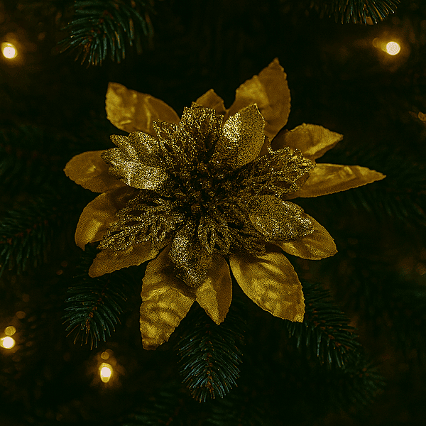 Gold Double Layer Glitter Flower