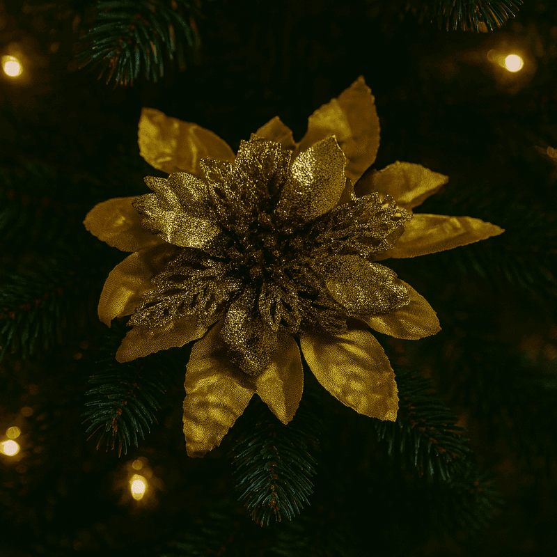 Gold Double Layer Glitter Flower