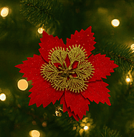 Red Flower with Gold Ginkgo Center