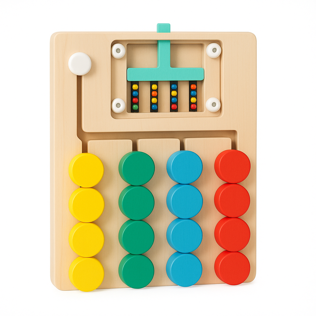 Colour Sorting Board – eco-friendly wooden set for matching, sorting, and stacking colors and shapes