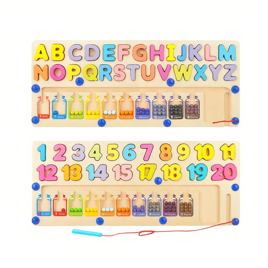 Study Magnetic Maze Board – eco-friendly wooden maze with alphabets and numbers for fun learning