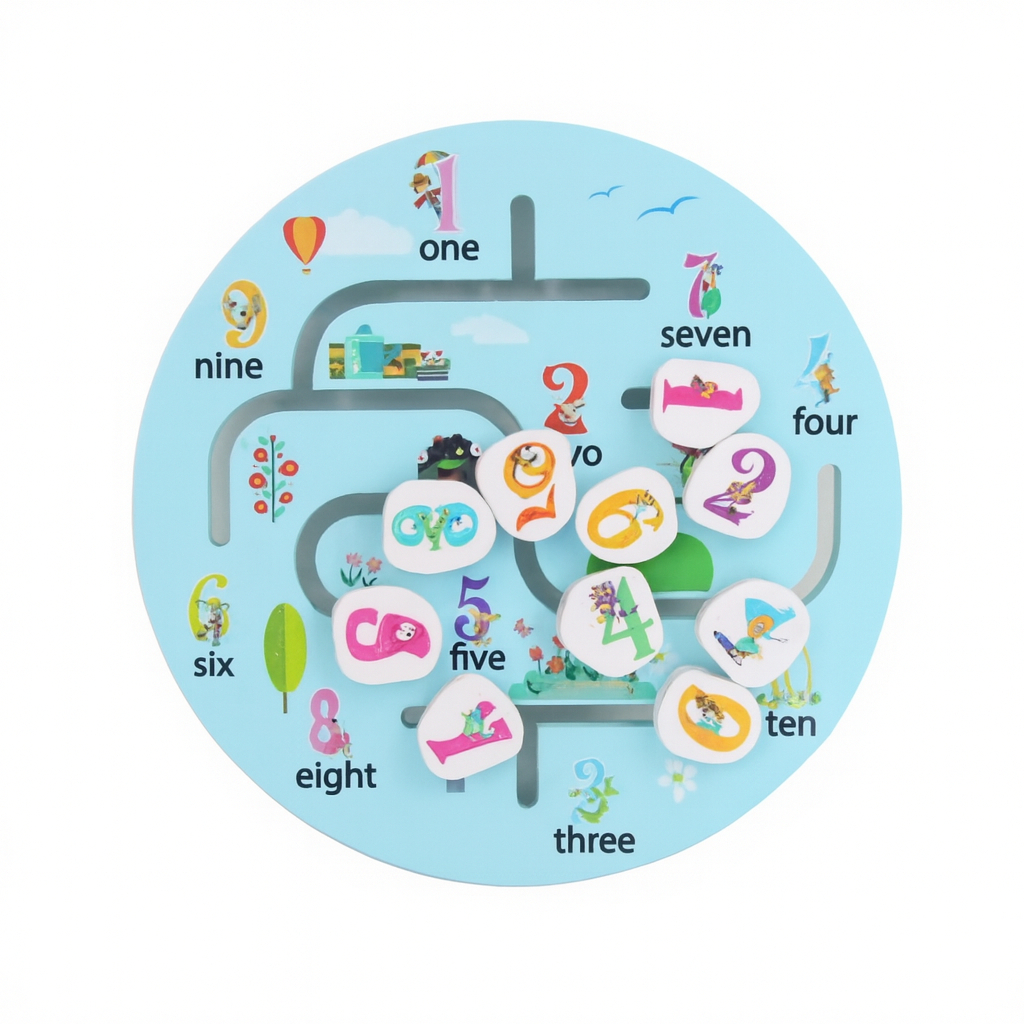 Number Maze – eco-friendly wooden maze puzzle for number learning and counting skills