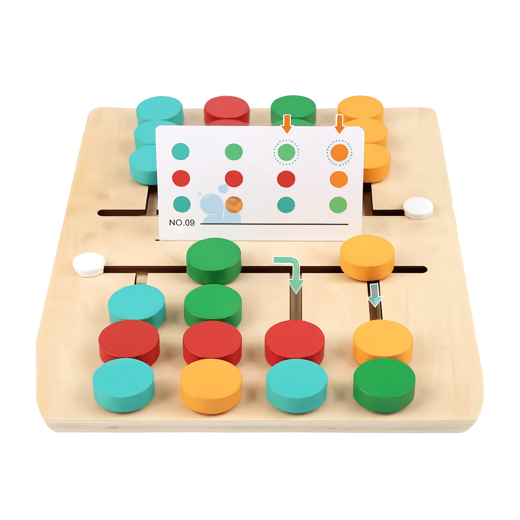 Multi Player Colour Sorting – eco-friendly wooden slide puzzle for colour matching and skill-building