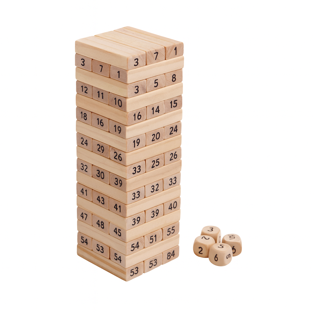 Number Zinga/Jenga Tower Game – Fun Stacking & Dice Challenge