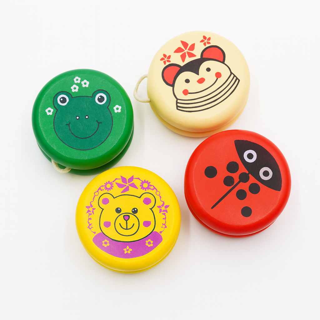 Wooden Cartoon Yo-Yo for Kids – Fun Classic Skill Toy Set
