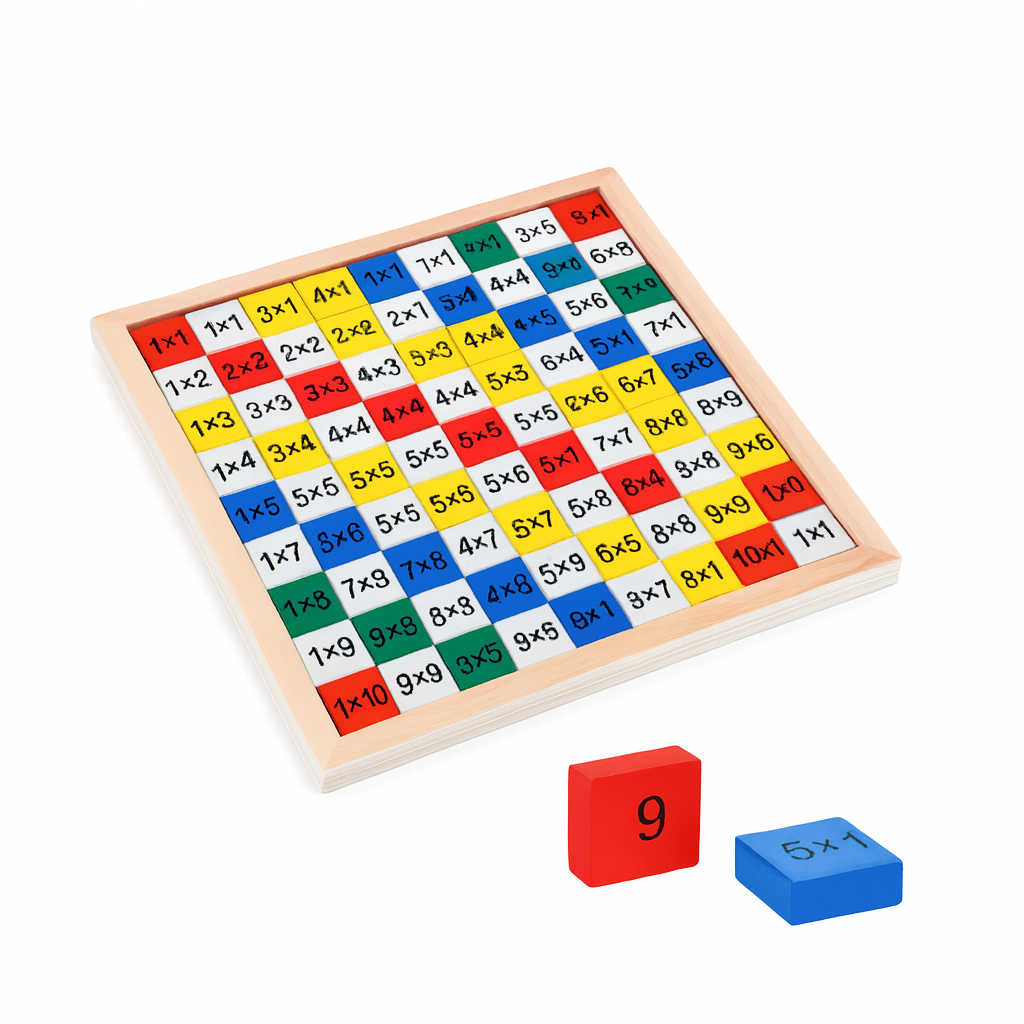 Wooden Maths Multiplication Table Board – Educational Learning Puzzle for Kids