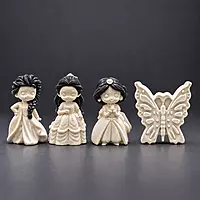 Reusable | 3 Princess + 1 Butterfly Reusable Plaster Statue DIY Painting Kit