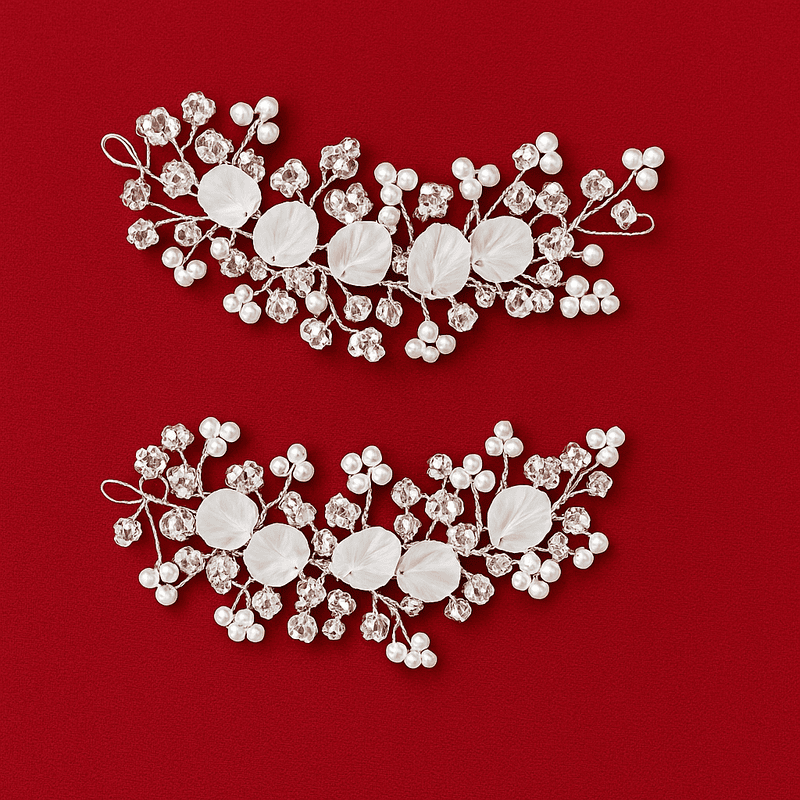 Pearl Floral Bridal Hair Pins Set-2pc