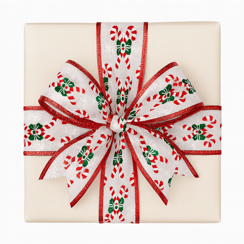 Candy Cane Cheer Burlap Ribbon