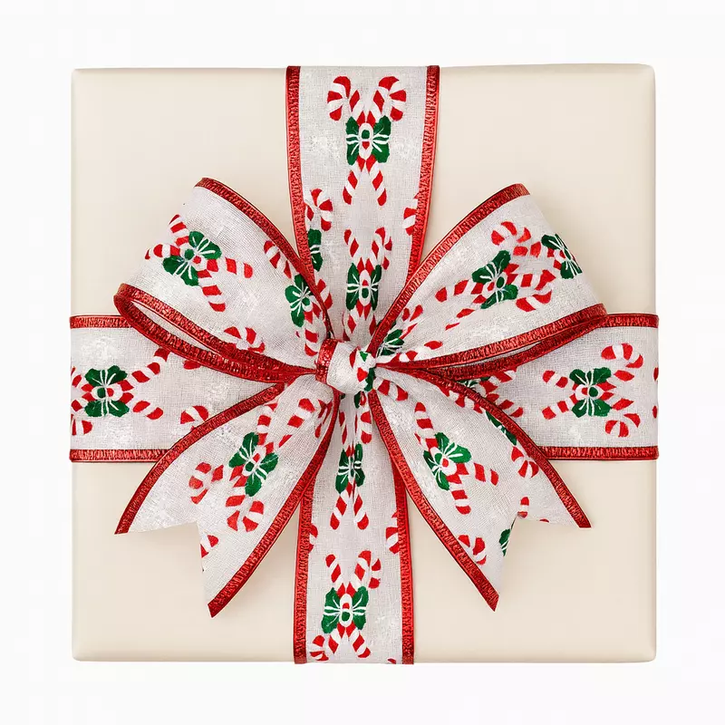 Candy Cane Cheer Burlap Ribbon