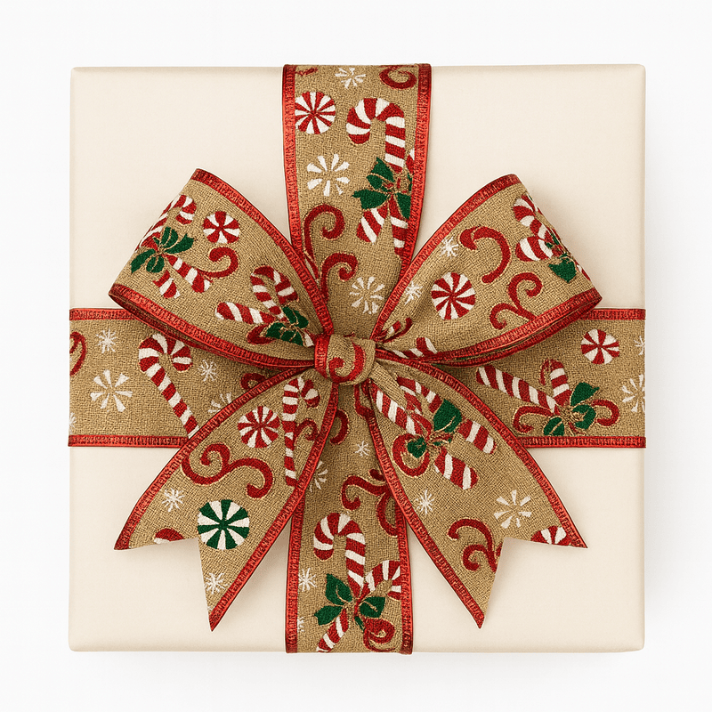 Peppermint Swirl Delight Burlap Ribbon