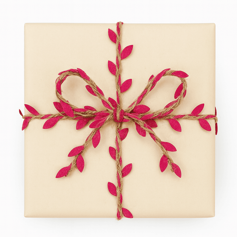 Fuchsia Jute & Leaf String - Fuchsia Pink