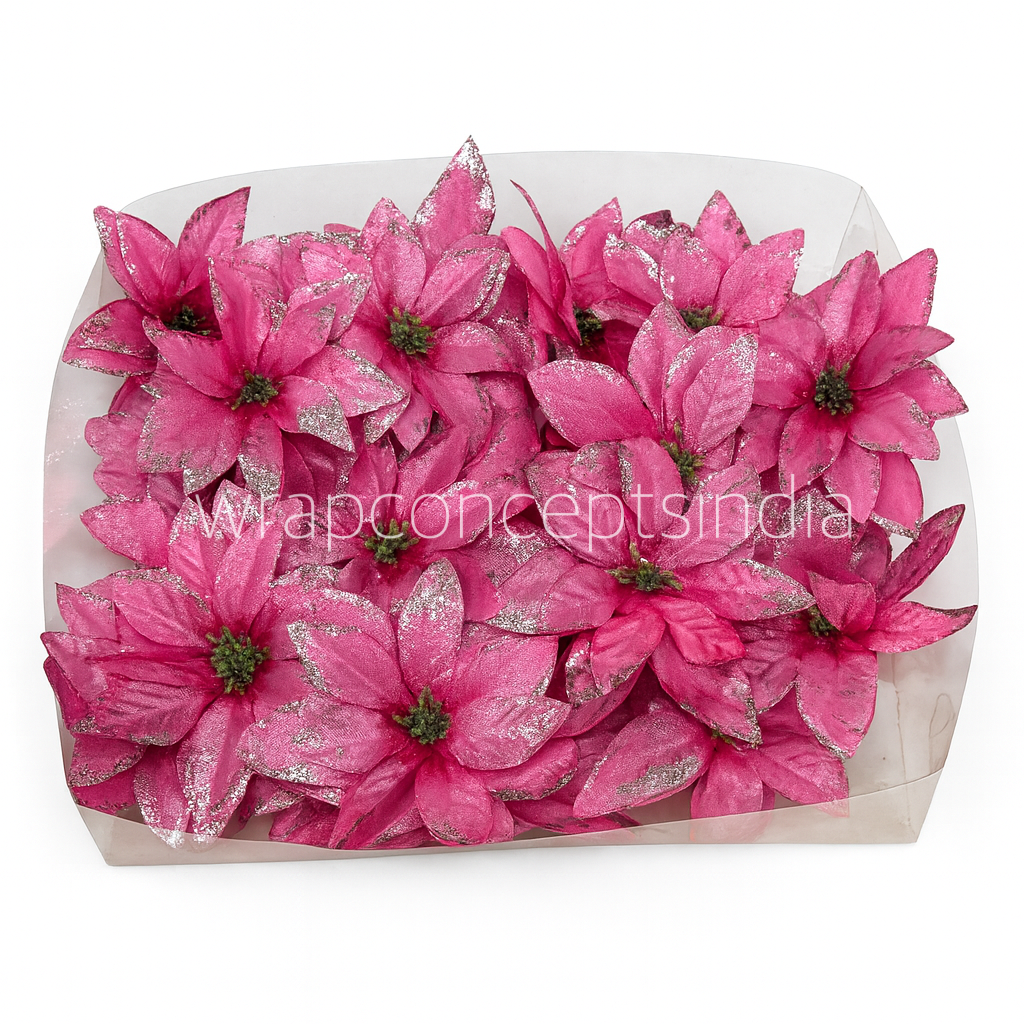 Pink Layered Glitter Poinsettia