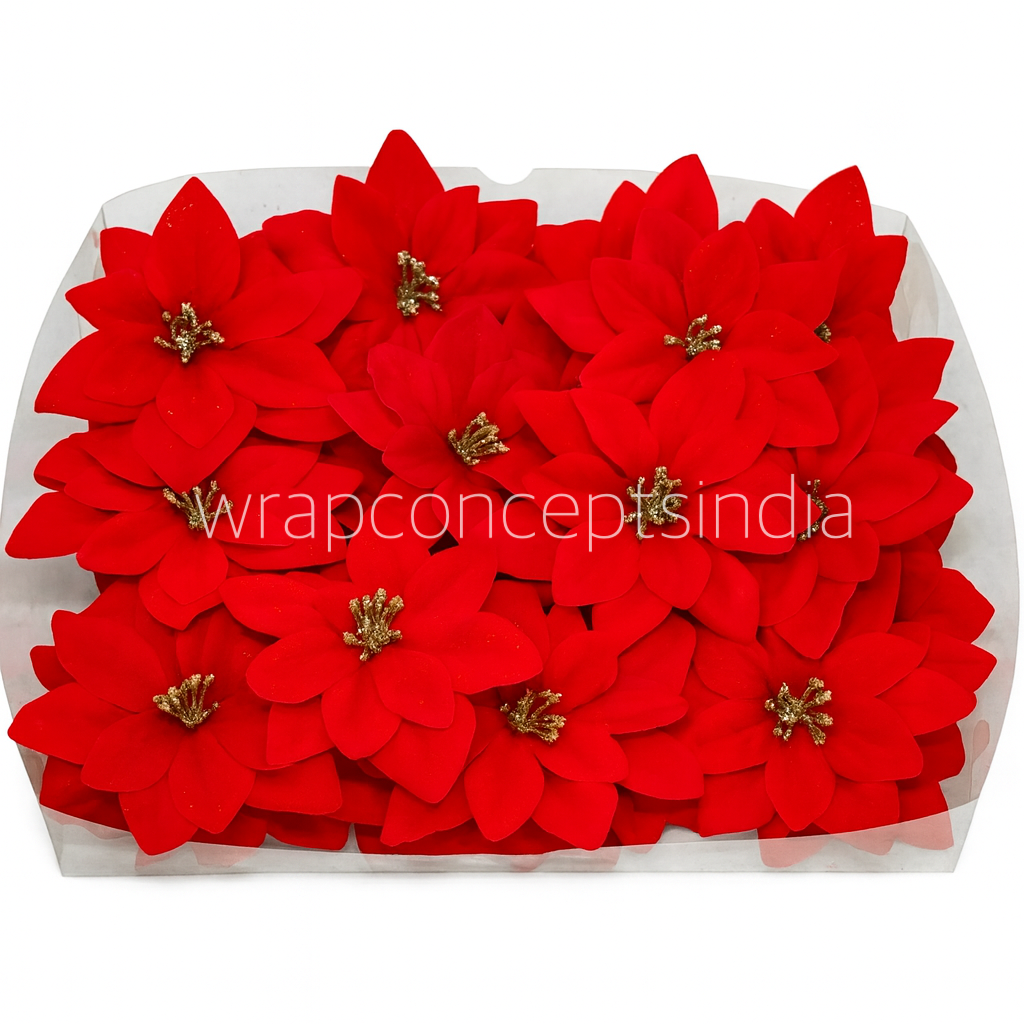 Red Flower with Glitter lined Petals and Pollen - Big