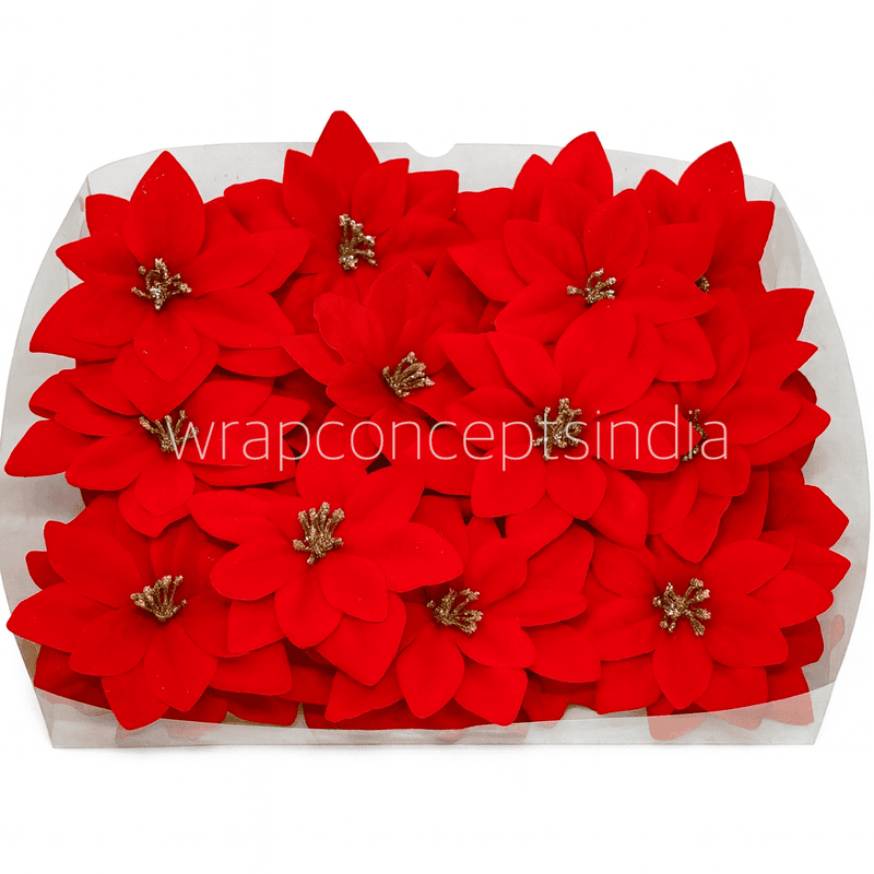 Red Flower with Glitter lined Petals and Pollen - Big