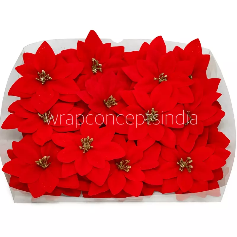 Red Flower with Glitter lined Petals and Pollen - Big