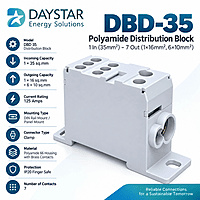 DBD-35 Polyamide Distribution Block | 125A | 1 In (35mm²) – 7 Out (1×16mm², 6×10mm²)