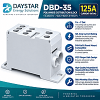 DBD-35 Polyamide Distribution Block | 125A | 1 In (35mm²) – 7 Out (1×16mm², 6×10mm²)