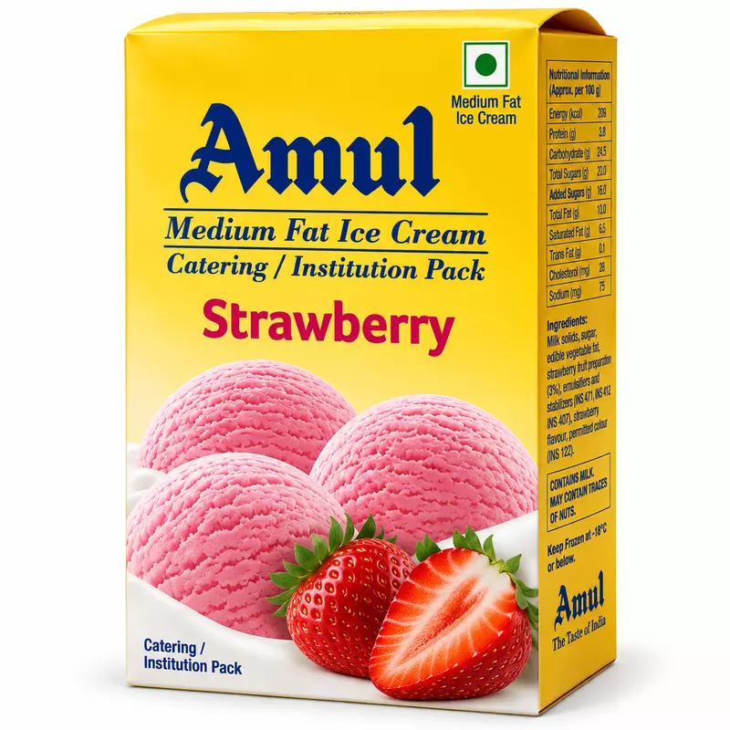 Amul - Strawberry Ice Cream 4 Ltr (MF)