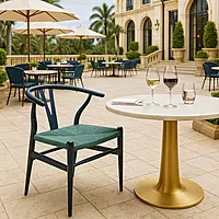 Sigma Wishbone Metal Dining Weaving Chair
