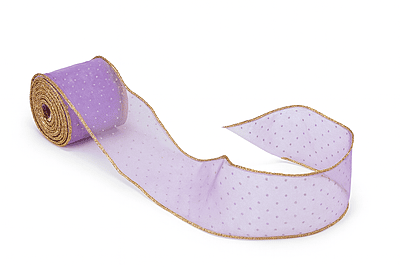 Sheer Ribbon with Gold Dots