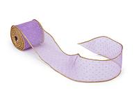 Sheer Ribbon with Gold Dots & Gold Edges-Ivory-10 yards-6 cms