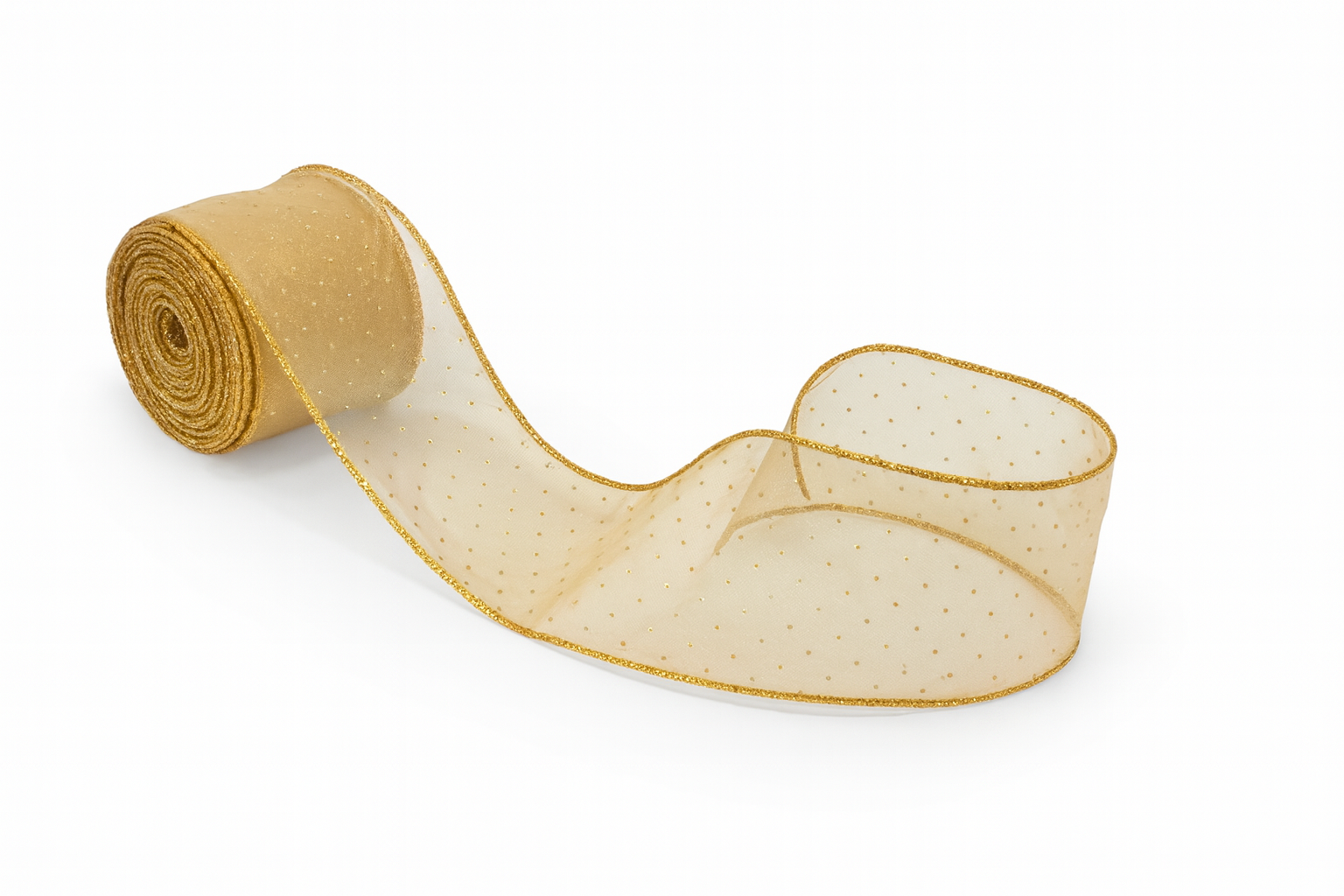 Sheer Ribbon with Gold Dots