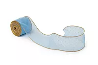 Sheer Ribbon with Gold Dots & Gold Edges-Ivory-10 yards-6 cms