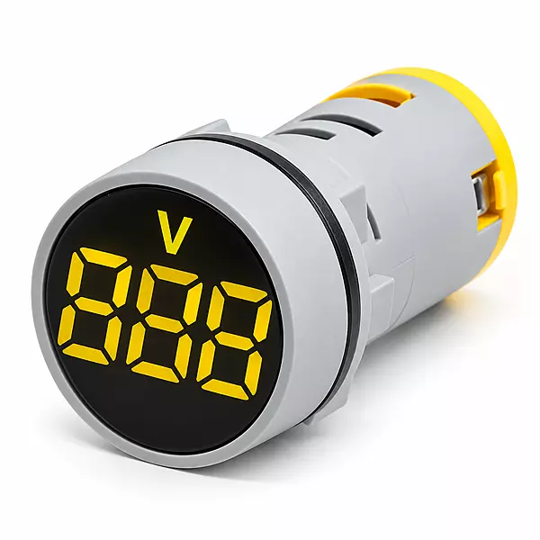 Yellow DC LED Voltage Meter Indicator (6–100V) – 22.5 mm
