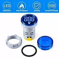Blue AC 60-500V LED Voltage Meter Indicator Signal - 22.5mm