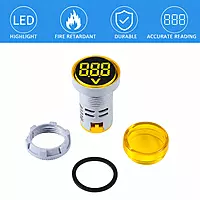 Yellow AC 60-500V LED Voltage Meter Indicator Signal - 22.5mm
