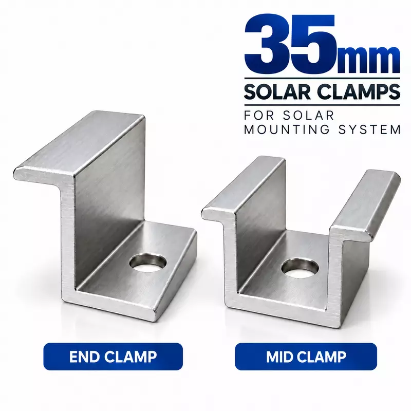 35mm End Clamp and Mid Clamp for Solar Panel Mounting