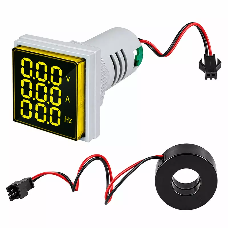 AC Voltage, Current & Frequency LED Meter [60-500V | 0–100A | 0–50Hz] white display