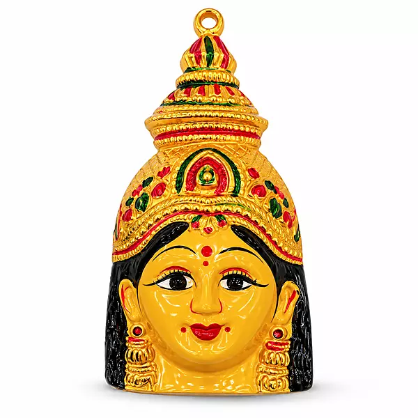 Goddess Amman Decorative Idol | Traditional Hindu Goddess Face Statue for Home & Pooja
