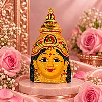 Goddess Amman Decorative Idol | Traditional Hindu Goddess Face Statue for Home & Pooja
