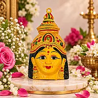 Goddess Amman Decorative Idol | Traditional Hindu Goddess Face Statue for Home & Pooja