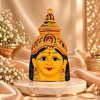 Goddess Amman Decorative Idol | Traditional Hindu Goddess Face Statue for Home & Pooja