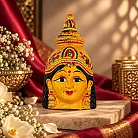 Goddess Amman Decorative Idol | Traditional Hindu Goddess Face Statue for Home & Pooja