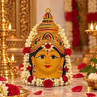 Goddess Amman Decorative Idol | Traditional Hindu Goddess Face Statue for Home & Pooja